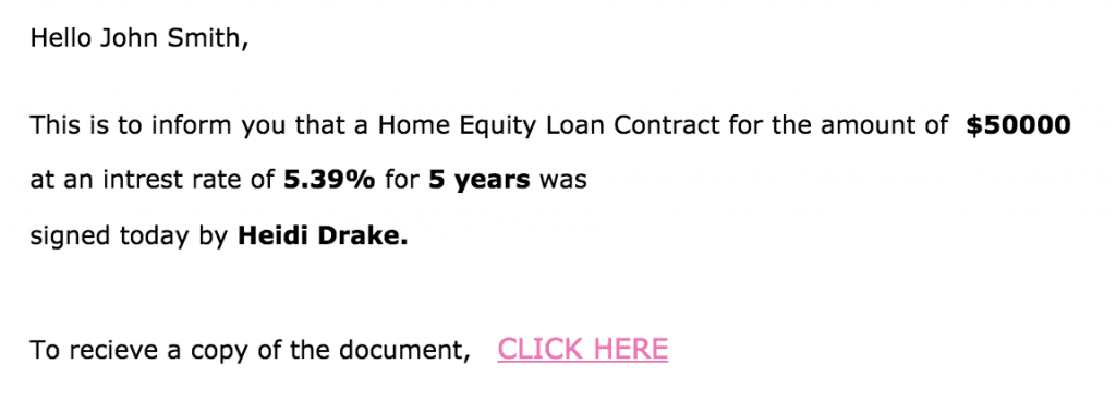 notification email to loan officer